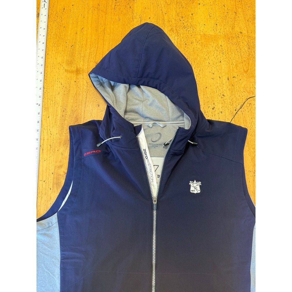 Zero Restriction Golf Vest XL Mens Navy Blue Hooded Full Zip Performance